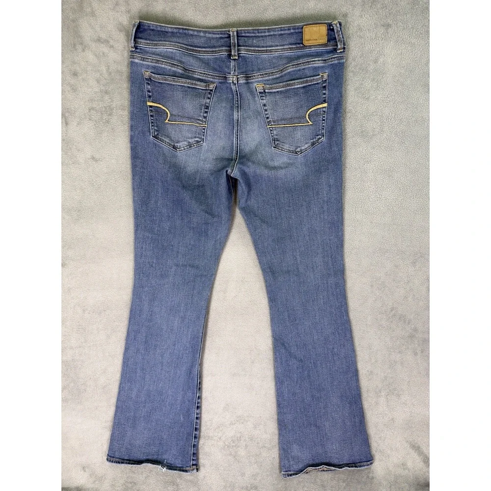 American Eagle Jeans Womens 16 Long Blue Kick Boot Medium Wash Mid Rise